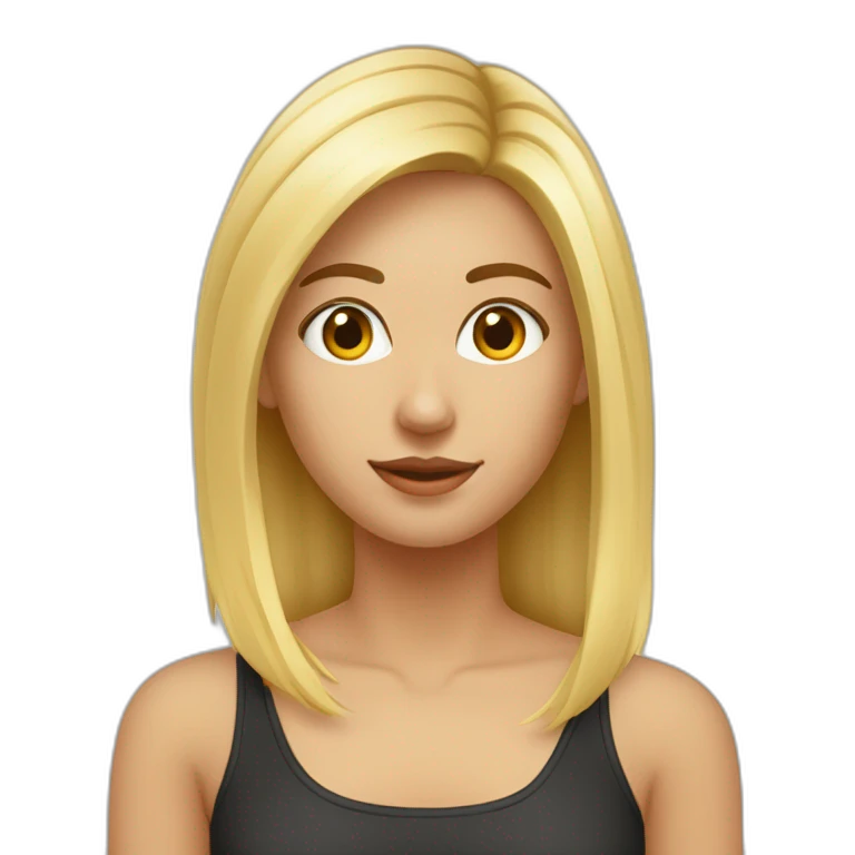 Fille blonde cheveux mi longs méchés lisses yeux marrons emoji