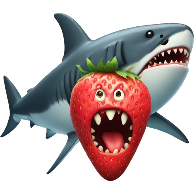Evil Strawberry eating a shark emoji