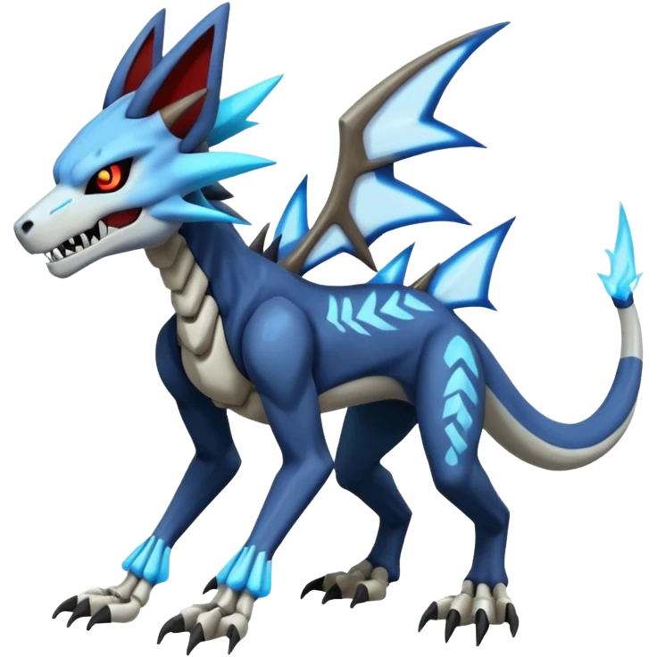 Skeletal Zeraora-Zoroark-Marowak-Dialga-Duskull-Electrike-Fakémon-hybrid-creature (full body)  emoji