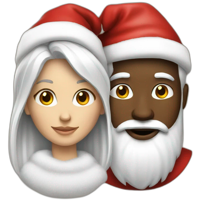white man and black woman santa claus emoji