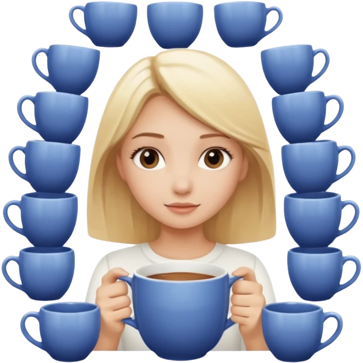 Blond girl surrounded by cups  emoji