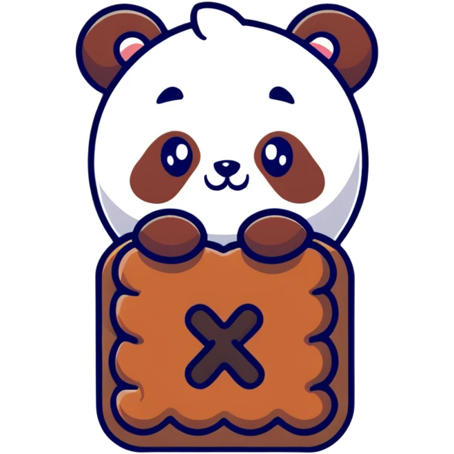 Cute chocolate biscuit with panda face design on top, filled with chocolate inside, like Hello Panda cookie emoji