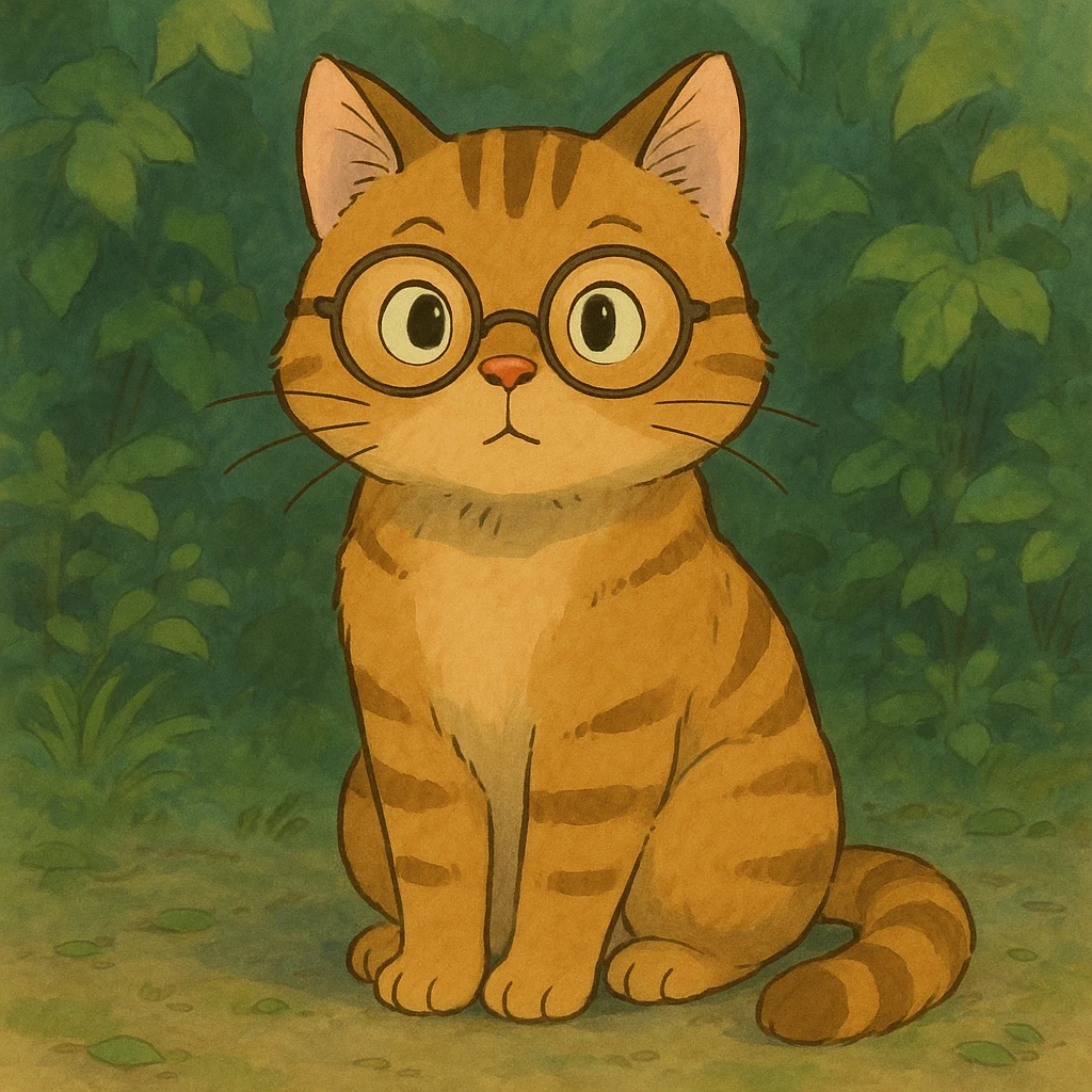 ghibli style cat with glasses emoji