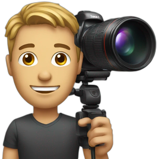 man taking someone's headshot with a professional camera emoji