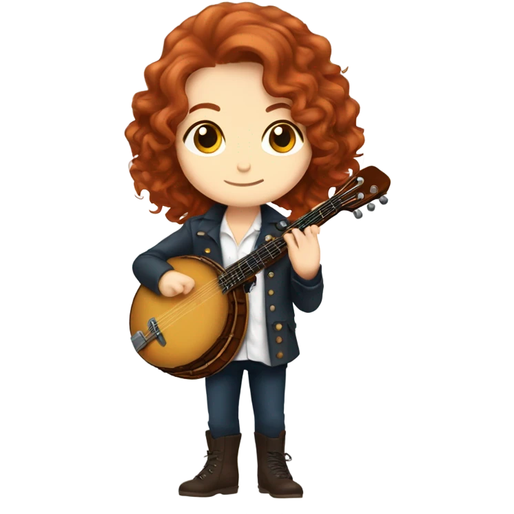 Vivaldi auburn hair chibi standing banjo  emoji