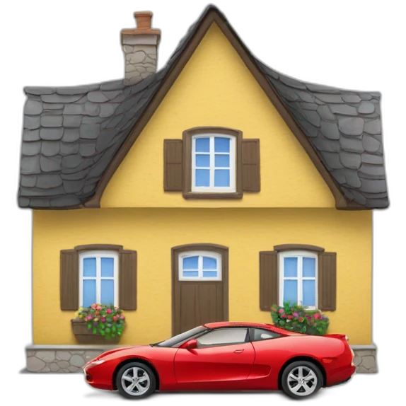 Voiture sur maison emoji
