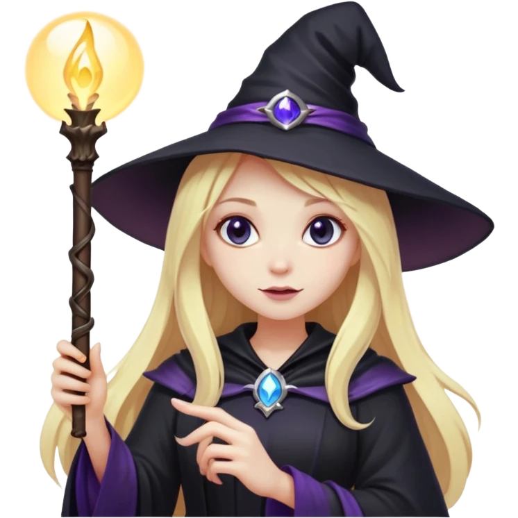 dark witch girl with long blonde hair and magic light stick  emoji