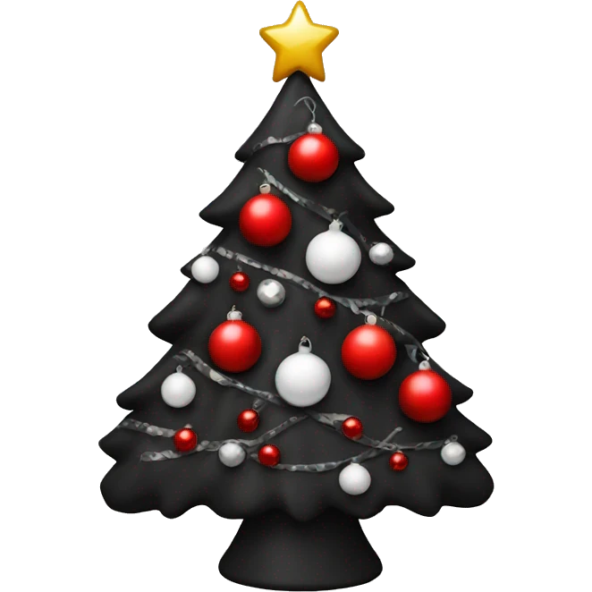 Black Christmas tree with red and white ornaments  emoji