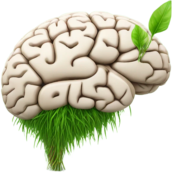 brain and a stalk of grass emoji