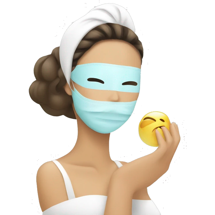 Lady with face mask spa beauty full face relaxing emoji