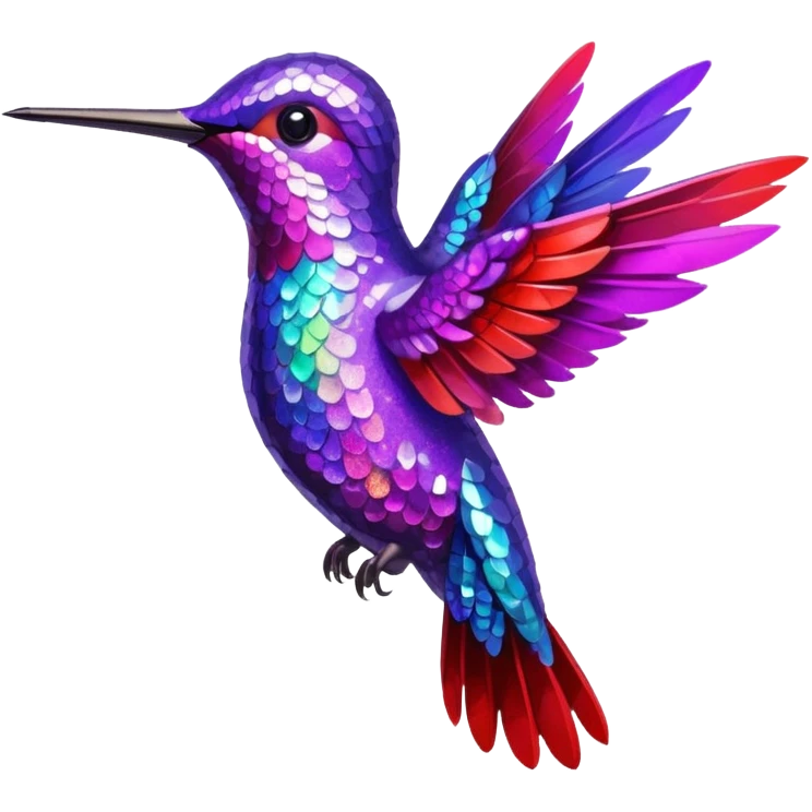 hummingbird with red and purple with glitter emoji
