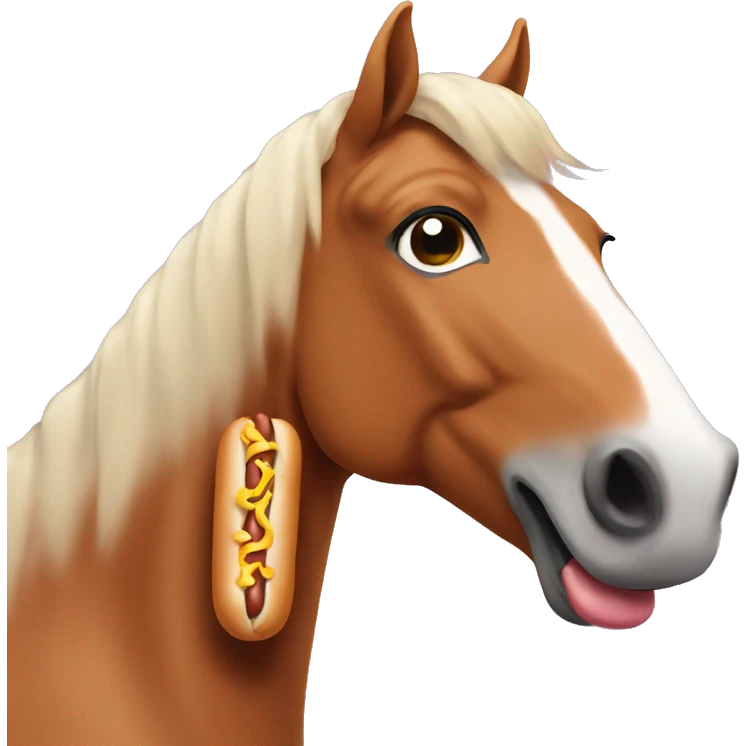 a horse eating a hotdog emoji