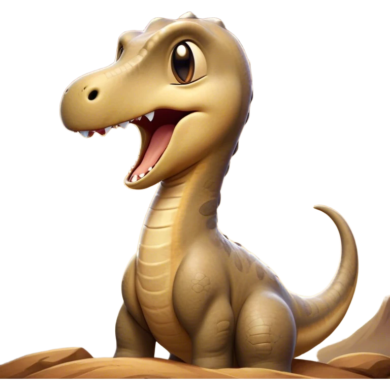 Cinematic Cute Yawning Brachiosaurus Portrait Emoji, Head tilted slightly with a dramatic, wide-open yawn, showcasing a gently drooping long neck and a small head with sleepy, half-closed eyes, set against a massive, textured body in warm earth tones, Simplified yet irresistibly adorable features, highly detailed, glowing with a soft, cozy golden glow, high shine, relaxed yet expressive, stylized with a dash of whimsical ancient charm, soft glowing outline, capturing the essence of a drowsy yet affectionate Brachiosaurus that appears ready to stretch and yawn its way out of the screen! emoji