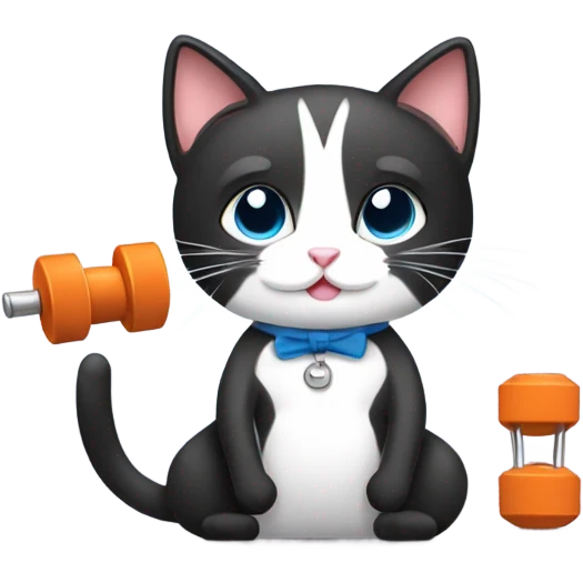Tuxedo cat working out emoji