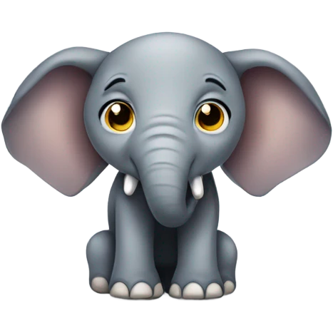 1- Draw an elephant with the following details: Big, bright eyes Big, round ears Friendly emoji