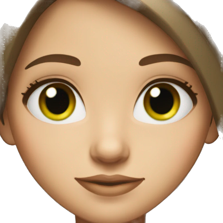 Girl with green eyes pretty eyelashes and medium length brown hair  emoji