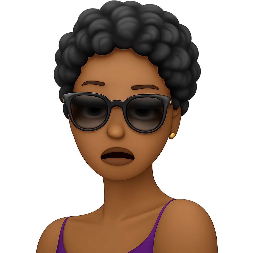 Change her facial expression to bored, keeping the same style as the reference image. emoji