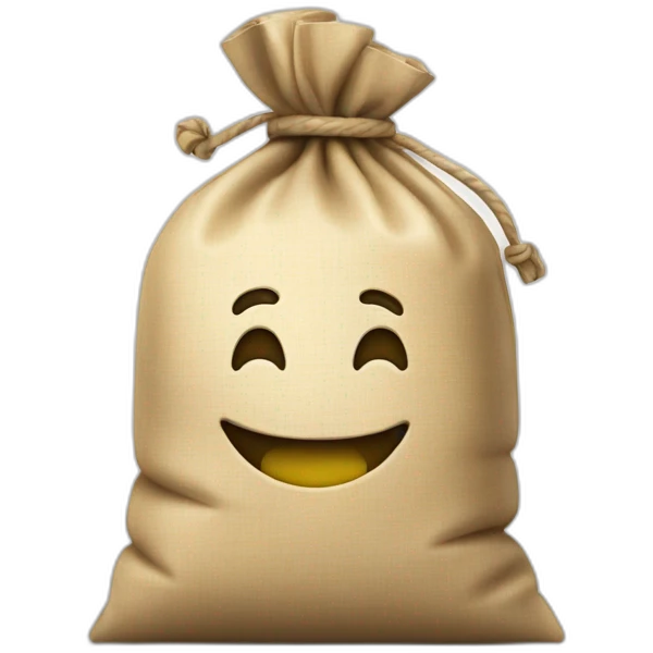 bag of money with a happy smile emoji