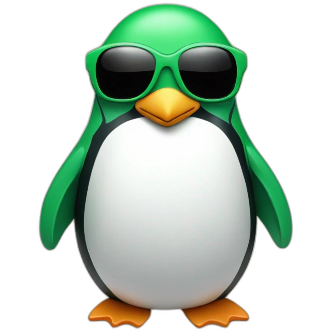 Penguin whit a wrench in the hands, sun glasses and green hair emoji