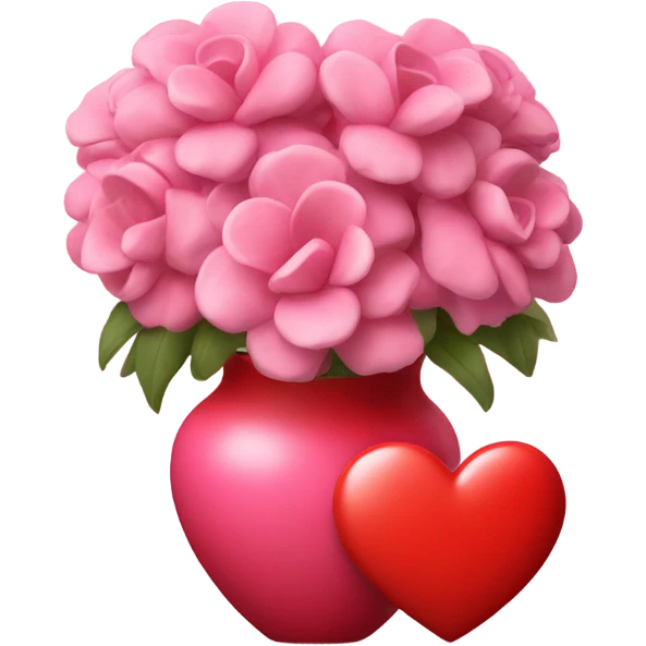 A pink Delilah flower in a love heart vase that is red emoji