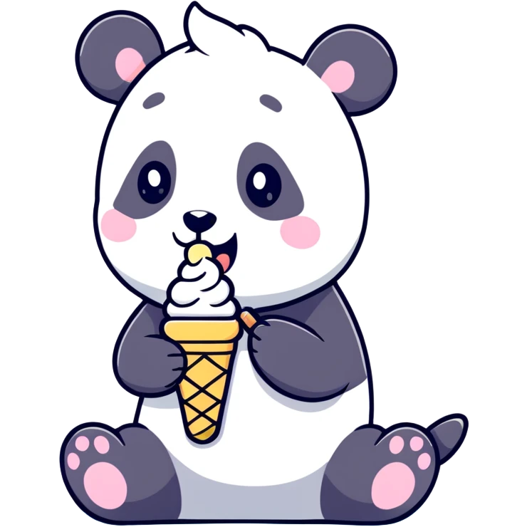 Panda eating ice cream emoji