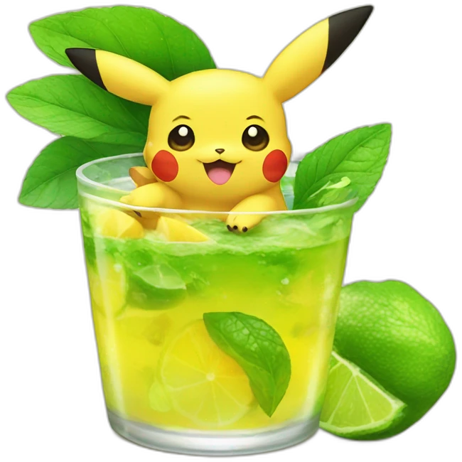 Pikachu with mojito emoji