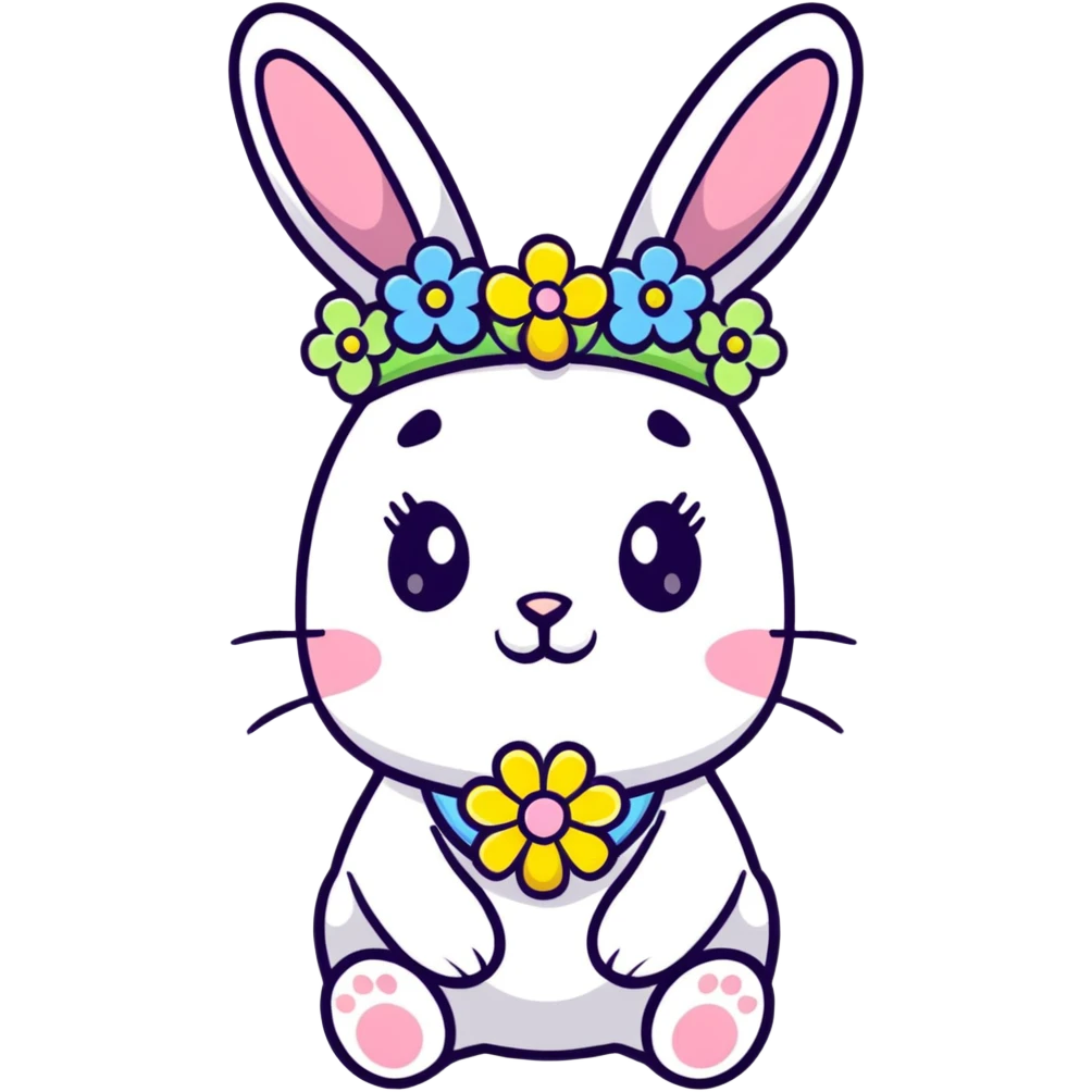 happy Easter bunny wearing a flower crown emoji