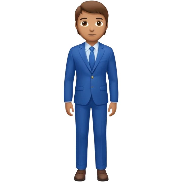 white man with brown hair in blue suit whole body emoji