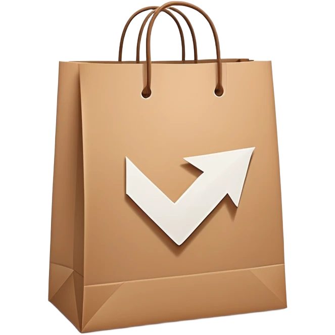 A shopping bag with a return arrow symbol, representing a return policy emoji