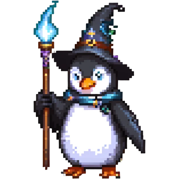 penguin wizard casting a spell emoji