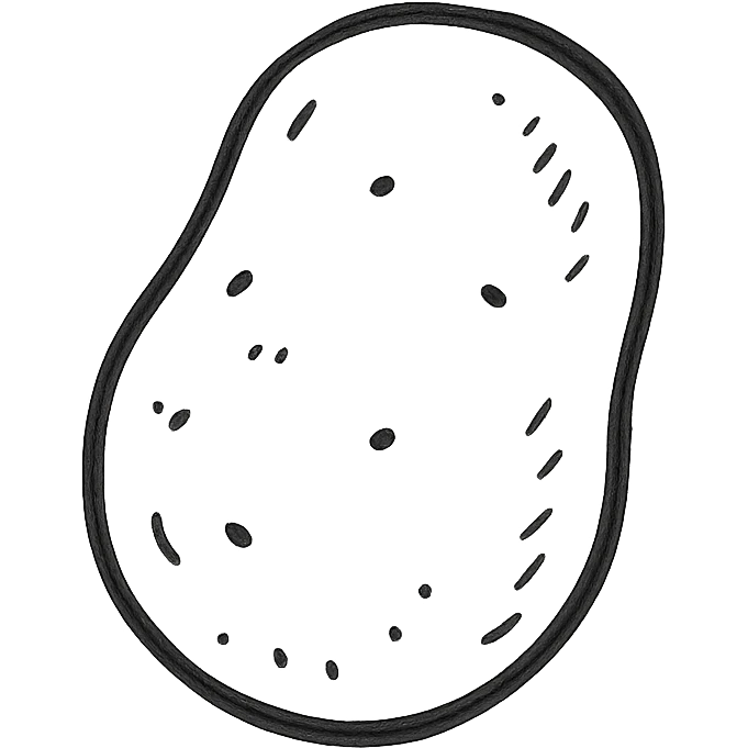 potato, simple hand drawn black outline, no text emoji