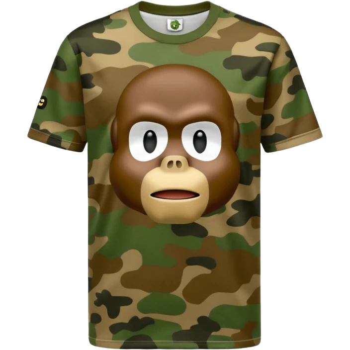 high quality emoji of a BAPE T-shirt front view with famous BAPE camo print and logo, sharp realistic style emoji