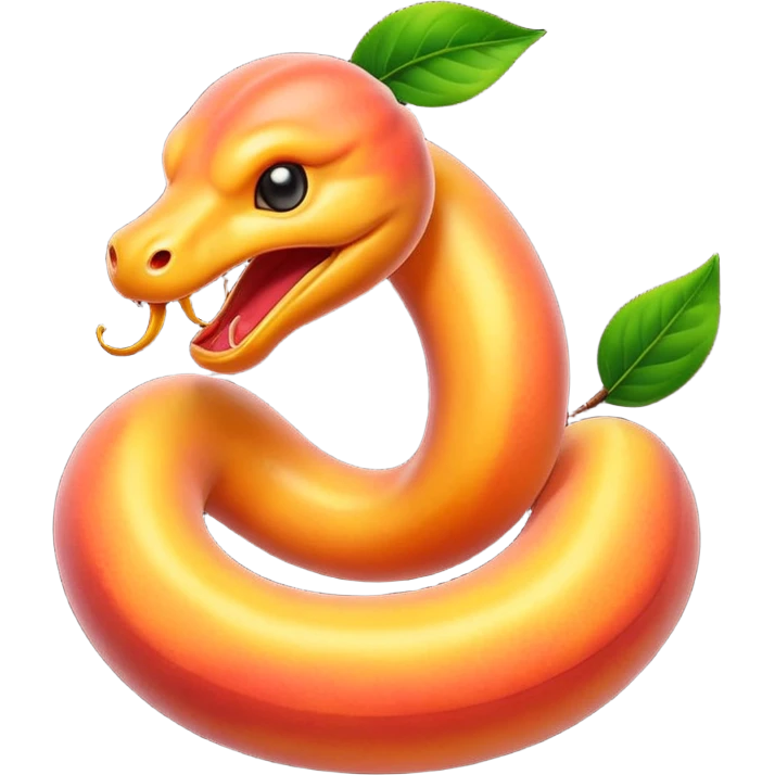 serpent coiled around glowing peach emoji