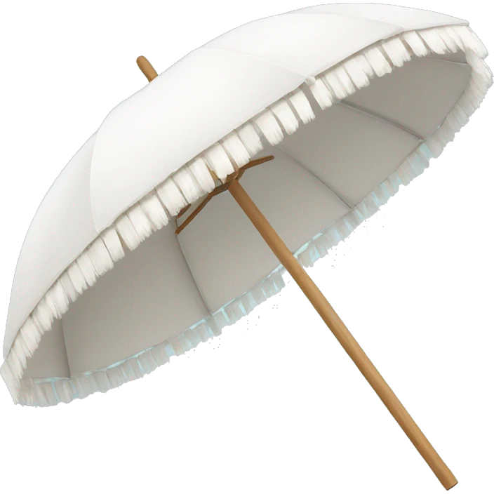 White beach umbrella with short white tassels and a straight wooden pole emoji