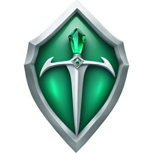 Silver trident with emerald gem background emoji