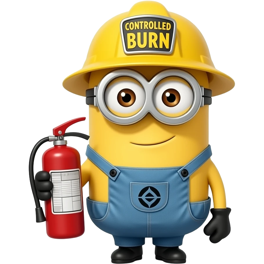 fire fighter minion aOT on helmet  banner CONTROLLED BURN emoji