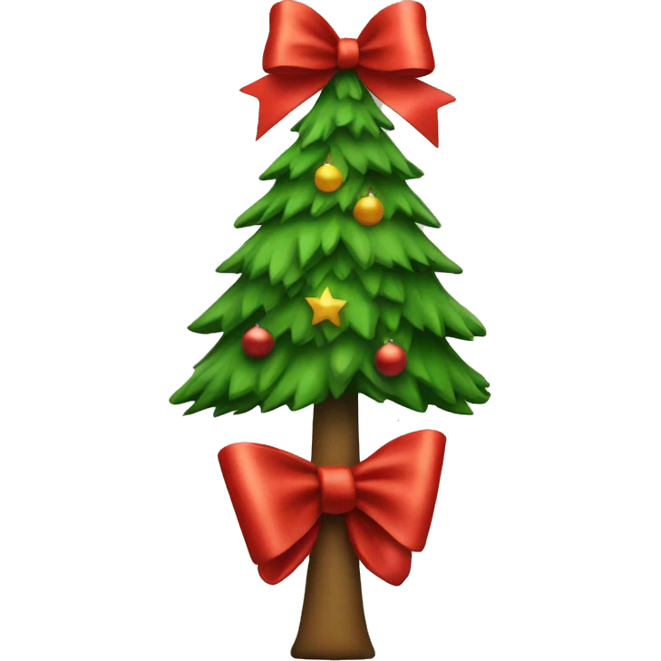 Christmas tree with a big red bow emoji