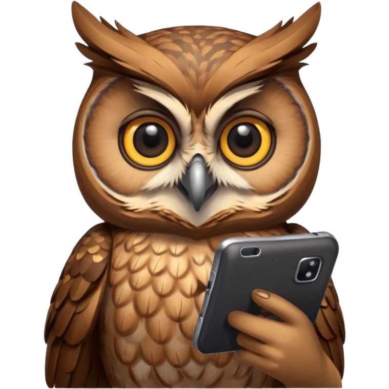 Сова с телефоном emoji
