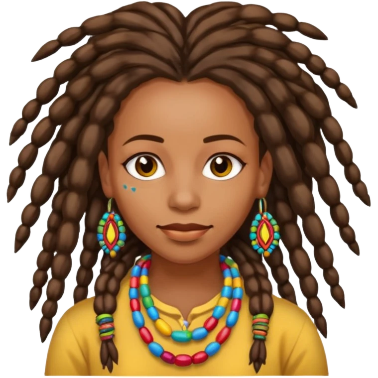 Woman with colorful beads in dreadlocks emoji