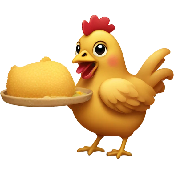 Cute chicken eating food emoji