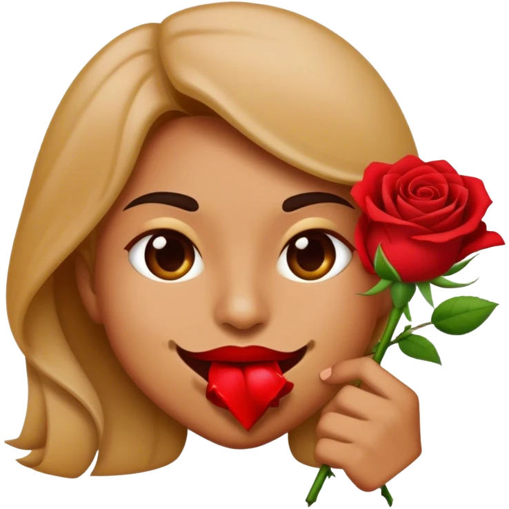 emoji biting a rose emoji