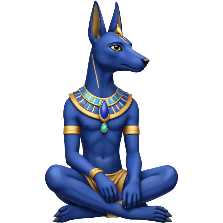 Ancient style lapis adorned rugged anubis young staged formally sitting posed  emoji