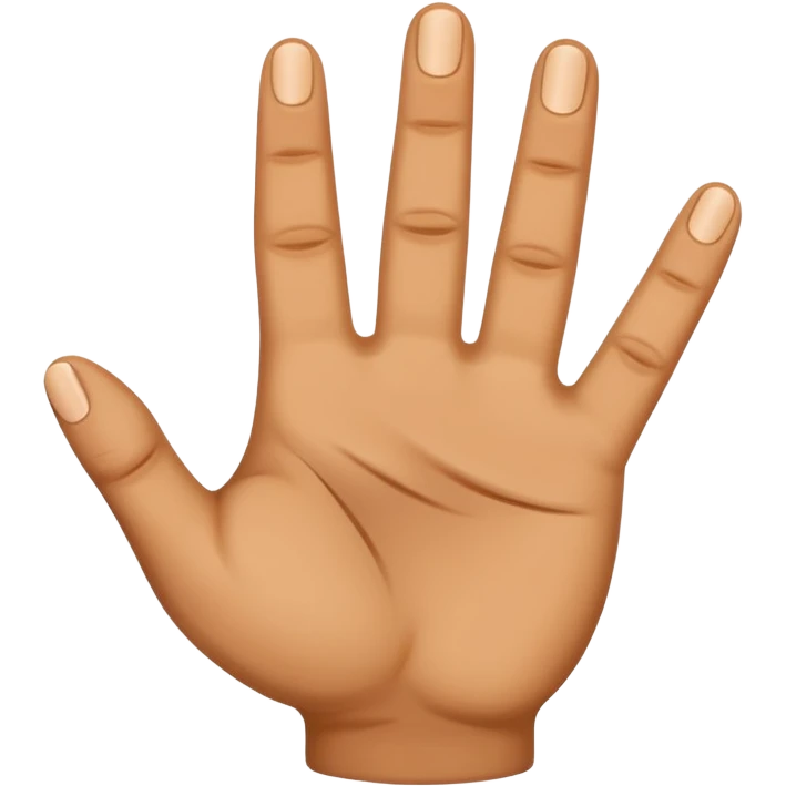A hand with five fingers raises its  three fingers  emoji