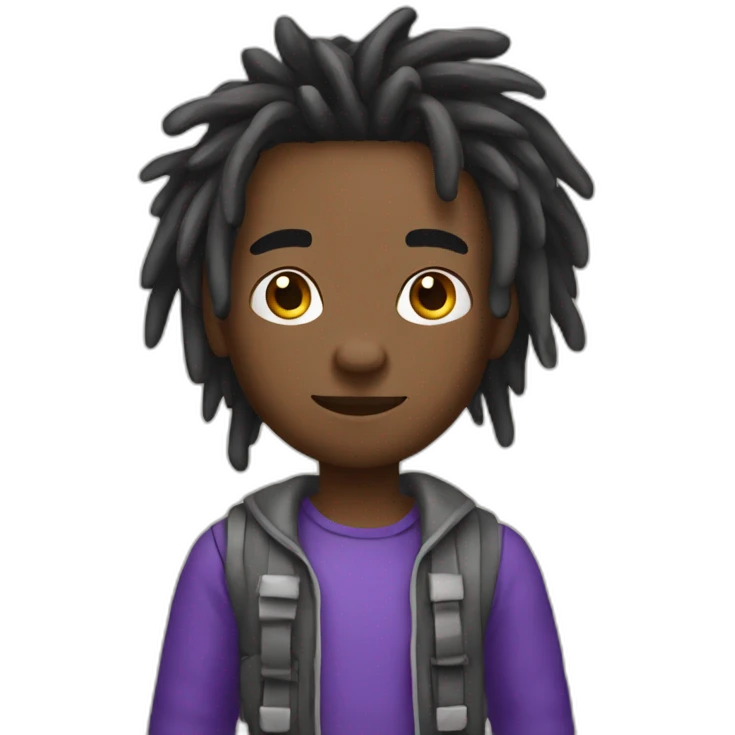Young trapper guy with purple cut dreadlocks emoji