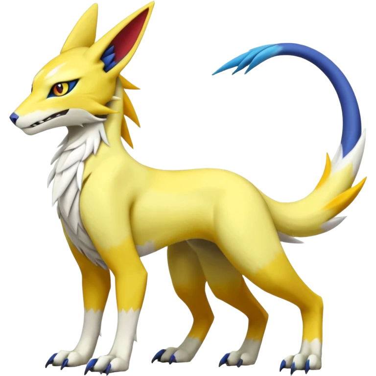 Latias-Vernid-Sergal-Lombax-Koraidon-Renamon-Zeraora-Bastet-Fakémon-Digimon-hybrid-fusion-creature, full body emoji