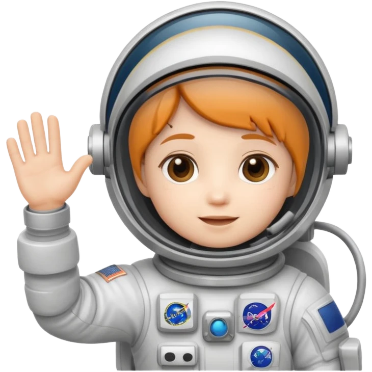 chibi astronaut waving, cute emoji