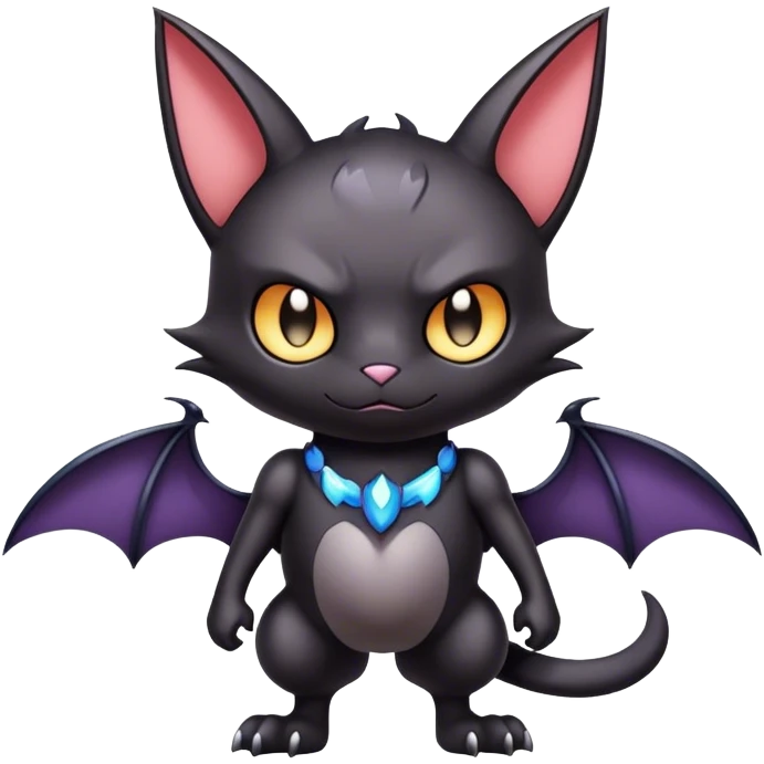 Edgy Cool Kawaii Bat-Cat-Pokemon Full Body emoji