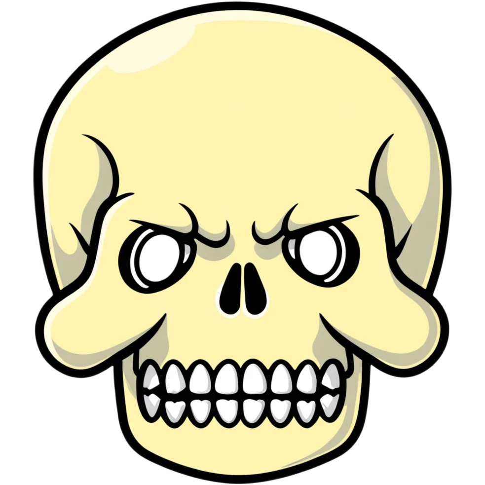 Punisher skull logo, white skull with teeth on black background emoji