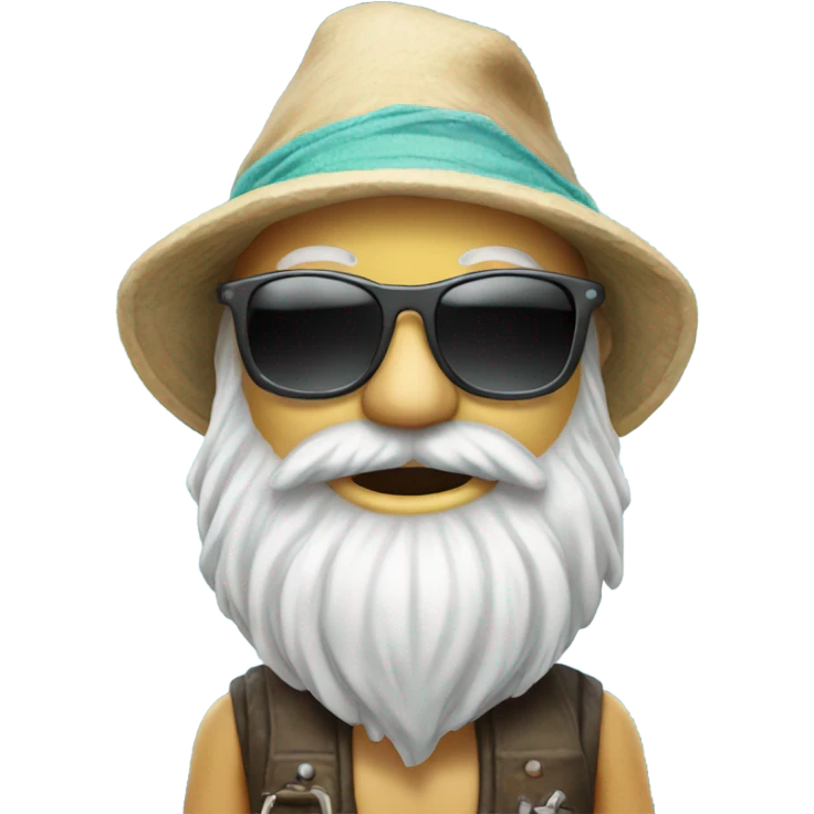 beach gnome with beard and sunglasses emoji