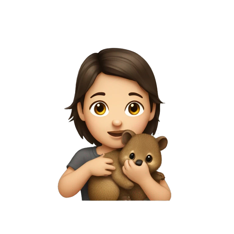 Brunette toddler holding quokka emoji
